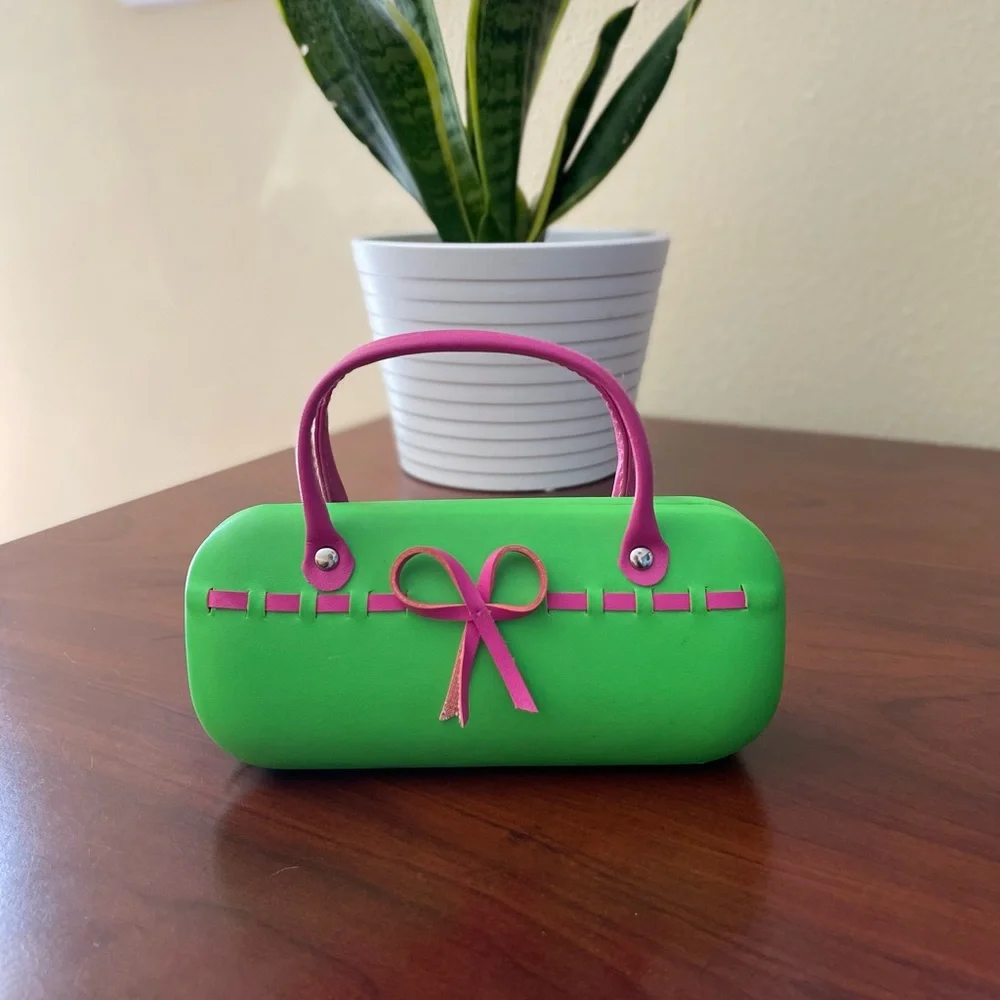 Eyeglass or Sunglass Small Case Green and Pink Girls